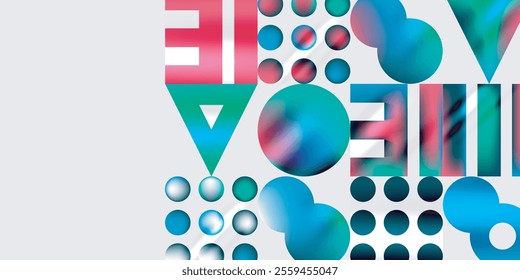 Simple shapes - circles, triangles, rectangles abstract background. Vector Illustration For Wallpaper, Banner, Background, Card, Book Illustration, landing page