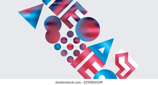 Simple shapes - circles, triangles, rectangles abstract background. Vector Illustration For Wallpaper, Banner, Background, Card, Book Illustration, landing page