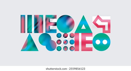 Simple shapes - circles, triangles, rectangles abstract background. Vector Illustration For Wallpaper, Banner, Background, Card, Book Illustration, landing page