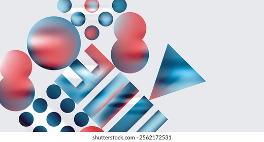 Simple shapes - circles, triangles, rectangles abstract background. Vector Illustration For Wallpaper, Banner, Background, Card, Book Illustration, landing page