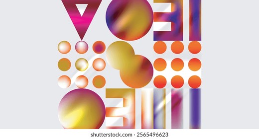 Simple shapes - circles, triangles, rectangles abstract background. Vector Illustration For Wallpaper, Banner, Background, Card, Book Illustration, landing page