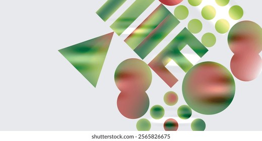 Simple shapes - circles, triangles, rectangles abstract background. Vector Illustration For Wallpaper, Banner, Background, Card, Book Illustration, landing page