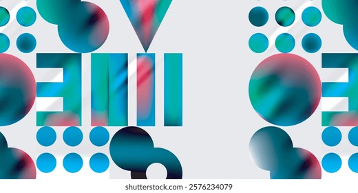 Simple shapes - circles, triangles, rectangles abstract background. Vector Illustration For Wallpaper, Banner, Background, Card, Book Illustration, landing page