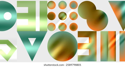 Simple shapes - circles, triangles, rectangles abstract background. Vector Illustration For Wallpaper, Banner, Background, Card, Book Illustration, landing page