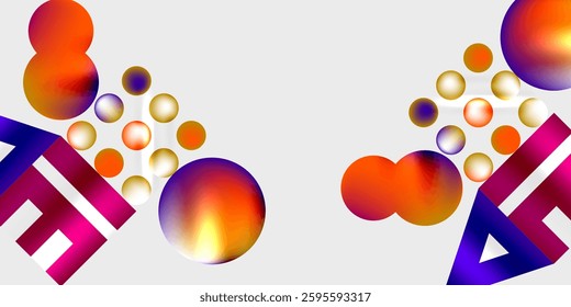 Simple shapes - circles, triangles, rectangles abstract background. Vector Illustration For Wallpaper, Banner, Background, Card, Book Illustration, landing page
