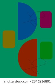 Formas simples de diseño de arte oscuro. Colores y formas geométricas simples. Conjunto de ilustraciones vectoriales planas. Afiche, portada, impreso, papel pintado o pancarta. Diseño artístico e ilustración vectorizada.