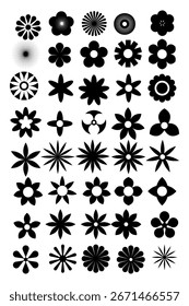 Diseño plano de conjunto de flores de Formas simples 