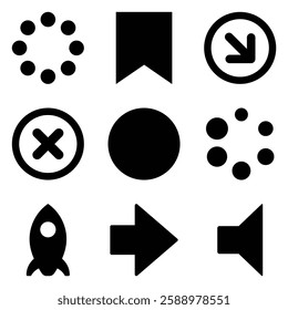 Simple Shapes Glyph Flat Icon Set Isolated On White Background