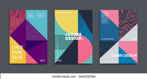 Simple shapes and lines composition. Minimal geometric covers design.