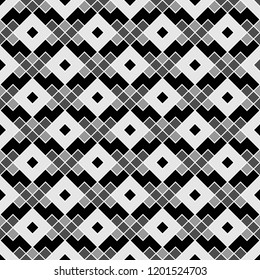 Simple shapes pattern. Figures backdrop. Ethnic motif. Tribal wallpaper. Folk background. Mosaic ornament. Digital paper, web design, page fill, textile print, abstract, vector work. Seamless artwork.