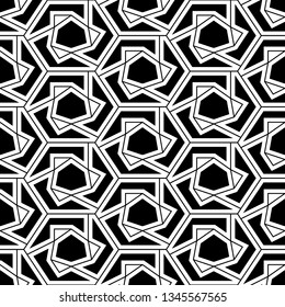 Simple shapes wallpaper.Hexagons, triangles, figures ornament. Seamles pattern. Mosaics motif. Polygons background. Geometrical backdrop. Digital paper, web designing, textile print.