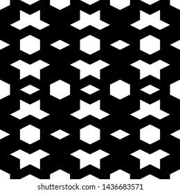 Simple shapes wallpaper.Polygons background.Hexagons, rhombuses, figures ornament. Digital paper, web designing, textile print.Geometrical backdrop. Seamless pattern. Vector.