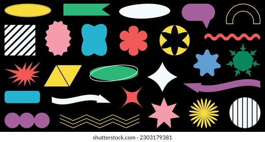 Simple shapes.Shape set y2k style for banner. Shape set y2k style for decoaration.Shape set y2k style for poster.Trendy 90s.Trendy geometric forms.Y2k aesthetic.