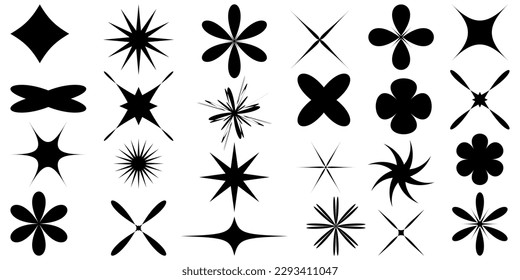 Simple shapes.Y2k aesthetic.Shape set y2k style for banner.Trendy 90s.Shape set y2k style for decoaration.Shape set y2k style for poster. Trendy geometric forms.