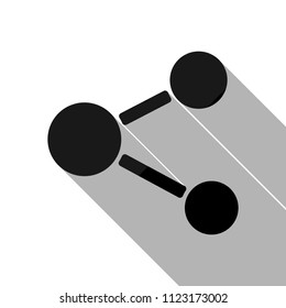 Simple share icon. Black object with long shadow on white background