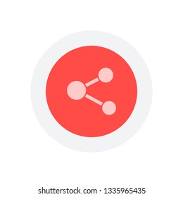 Simple share icon. Icon in colored circle with gray bold border. Web button, modern flat design