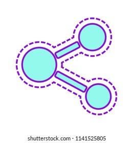 Simple share icon. Colored sketch with dotted border on white background