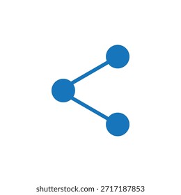 Icono de uso compartido simple con nodos conectados, que representa el uso compartido, la conexión y la distribución de datos en una interfaz digital.