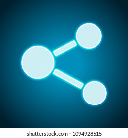 Simple share icon. Neon style. Light decoration icon. Bright electric symbol