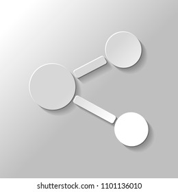 Simple share icon. Paper style with shadow on gray background