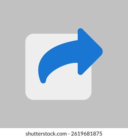 Simple share icon representing communication and content sharing in digital platforms.
