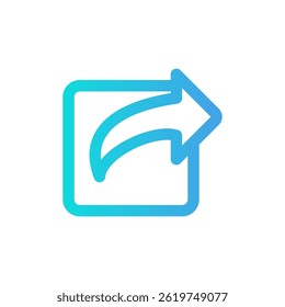 Simple share icon representing communication and content sharing in digital platforms.