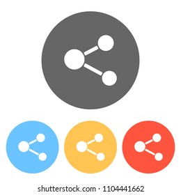 Simple share icon. Set of white icons on colored circles