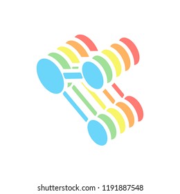 Simple share icon. Stack of colorful isometric icons on white background