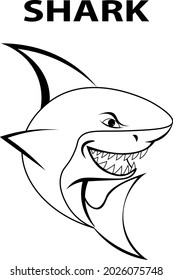Simple shark drawing for coloring book. Suitable for children's coloring book stock