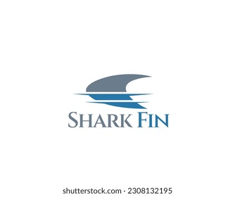 Simple Shark Fin Reflection Logo Design Template
