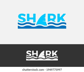 simple shark fin text logo (logotype)