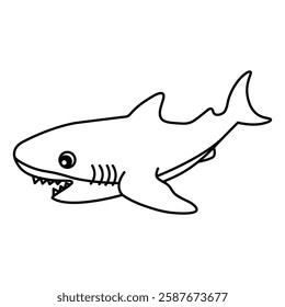 Simple shark icon emphasizing its powerful body, perfect for marine-themed designs and educational materials.