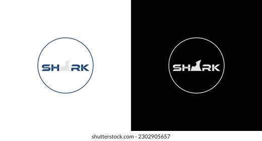Simple shark logo design with unique concept premium vector
