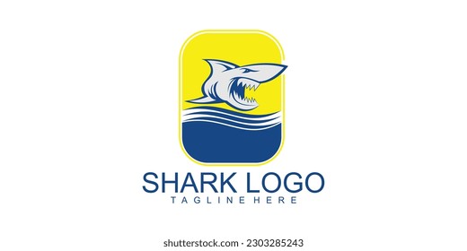 Simple shark logo design with unique concept premium vector