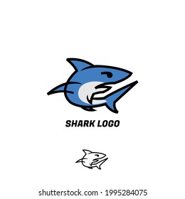 Simple shark logo vector. With young and cute but modern feel. Calm and smart look like friendly animal. For Mascot brand sport, team, club, apparel cloth. Apply to web site, application part design