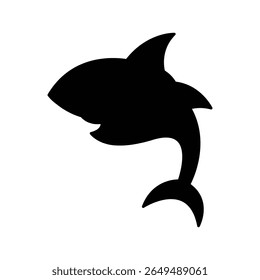 Simple Shark Vector Silhouette, Ocean Animal Clipart for Kids and Logos.