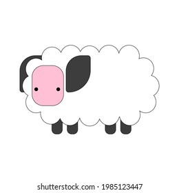 Simple sheep. Color vector illustration isolated on white background.