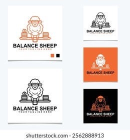 Simple sheep line logo design. Financial growth sheep logo design vector. Financial simple logo