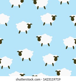 
Simple sheep pattern. Blue background, cute sheep. The print is well suited for textiles,Wallpaper and banners.