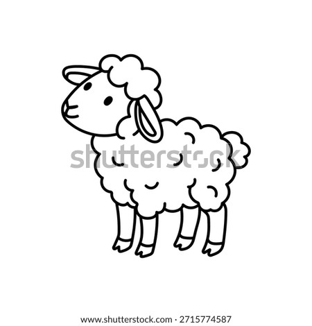 Simple Sheep Vector Illustration, Sheep line art doodle vector, Lamb doodle, Cute Lamb, Decorative Sheep Vector EPS.