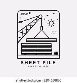 simple sheet pile and crane illustration