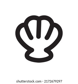 Simple shell icon, Vector outline icon on white background.
