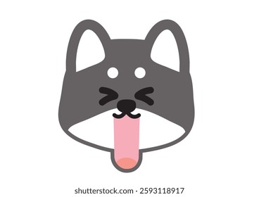 Simple Shiba Inu Illustration with Mouth Wide Open and Eyes Closed