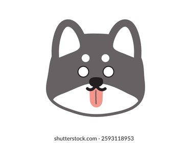 Simple Shiba Inu Illustration with White Eyes and Tongue Out