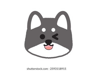 Simple Shiba Inu Illustration Winking