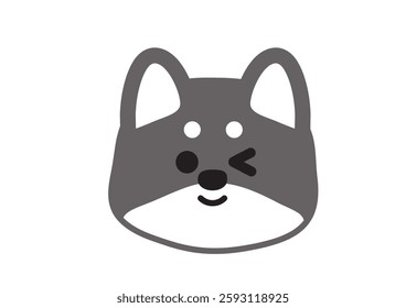 Simple Shiba Inu Illustration Winking