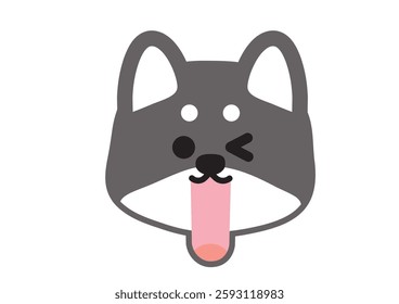 Simple Shiba Inu Illustration Winking with High Tension