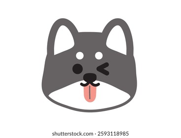 Simple Shiba Inu Illustration Winking and Sticking Out Tongue Playfully