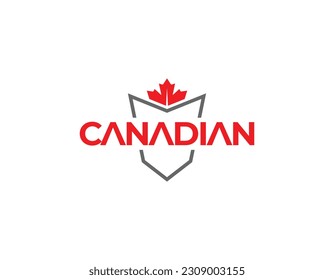 Simple Shield With Canada leaf Corporate Business Logo Design Template