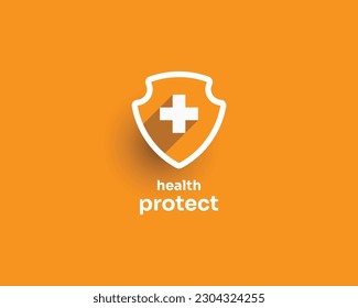 Simple shield with cross health logo